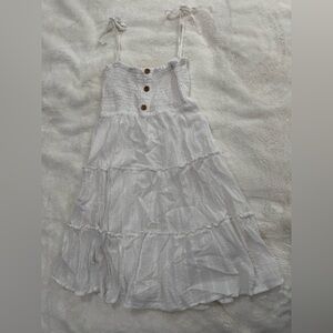 Altar'd State White Asymmetrical Ruffled Sundress